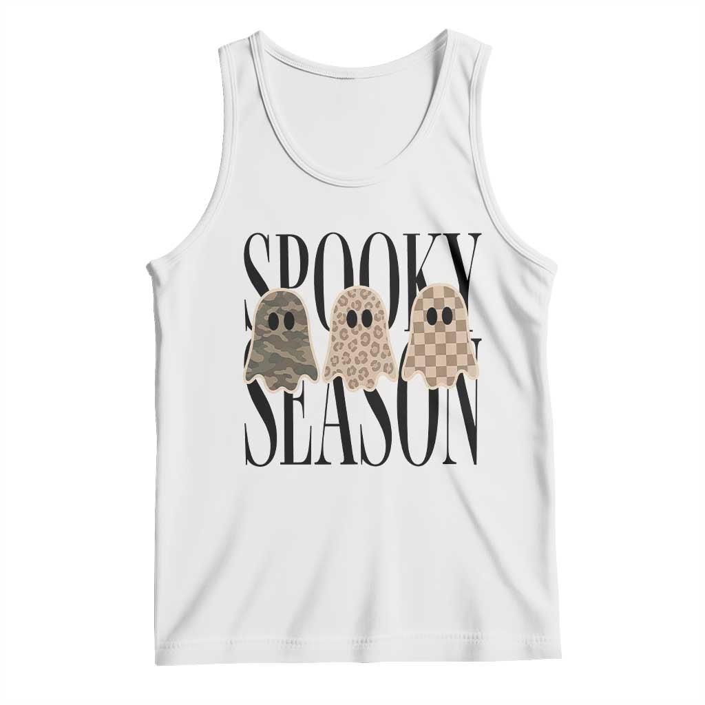 Spooky Season Camo Leopard Checkered Ghosts Halloween Graphic Tank Top