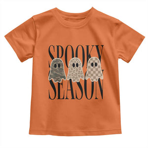 Spooky Season Camo Leopard Checkered Ghosts Halloween Graphic Toddler T Shirt