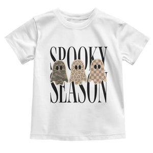 Spooky Season Camo Leopard Checkered Ghosts Halloween Graphic Toddler T Shirt
