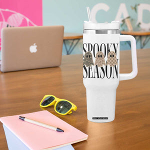 Spooky Season Camo Leopard Checkered Ghosts Halloween Graphic Tumbler With Handle