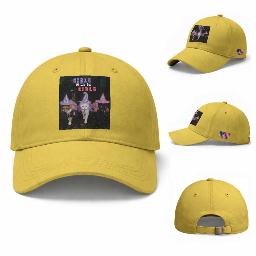 Funny Witchy Cats Girls Will Be Girls Halloween Meme Baseball Cap