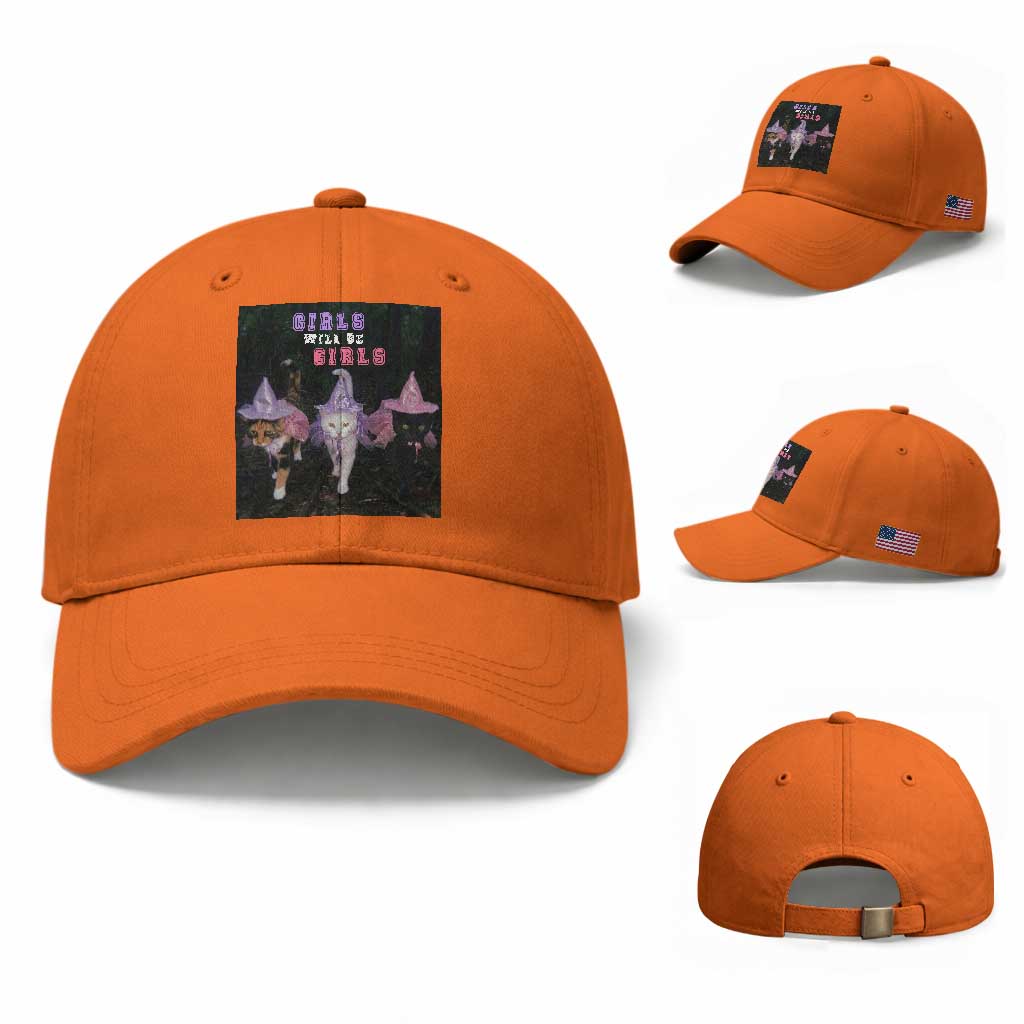 Funny Witchy Cats Girls Will Be Girls Halloween Meme Baseball Cap