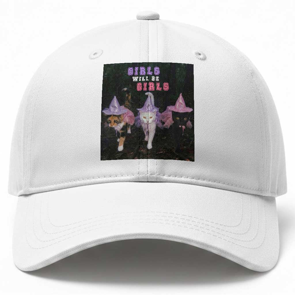 Funny Witchy Cats Girls Will Be Girls Halloween Meme Baseball Cap