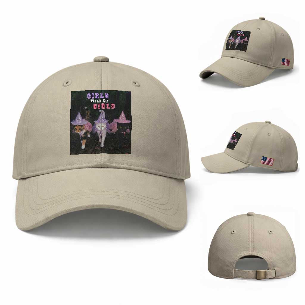 Funny Witchy Cats Girls Will Be Girls Halloween Meme Baseball Cap