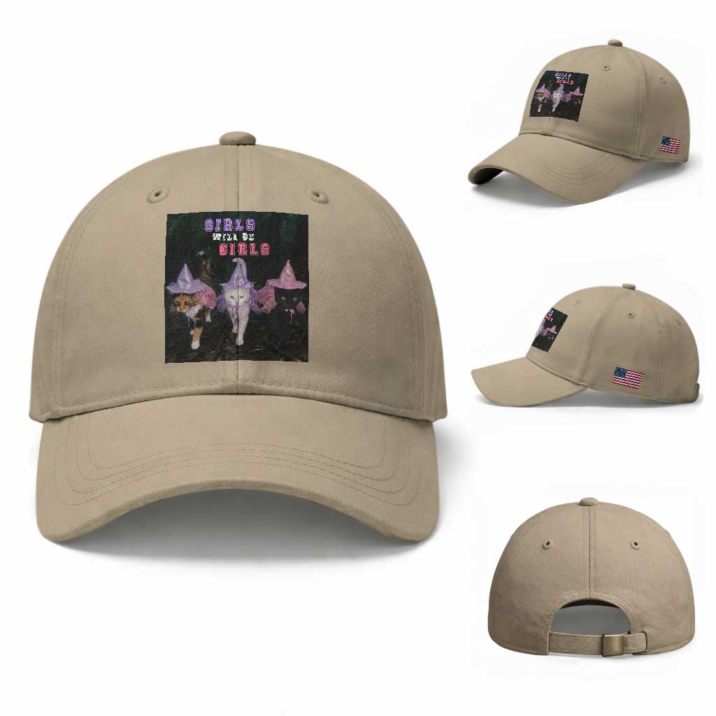 Funny Witchy Cats Girls Will Be Girls Halloween Meme Baseball Cap