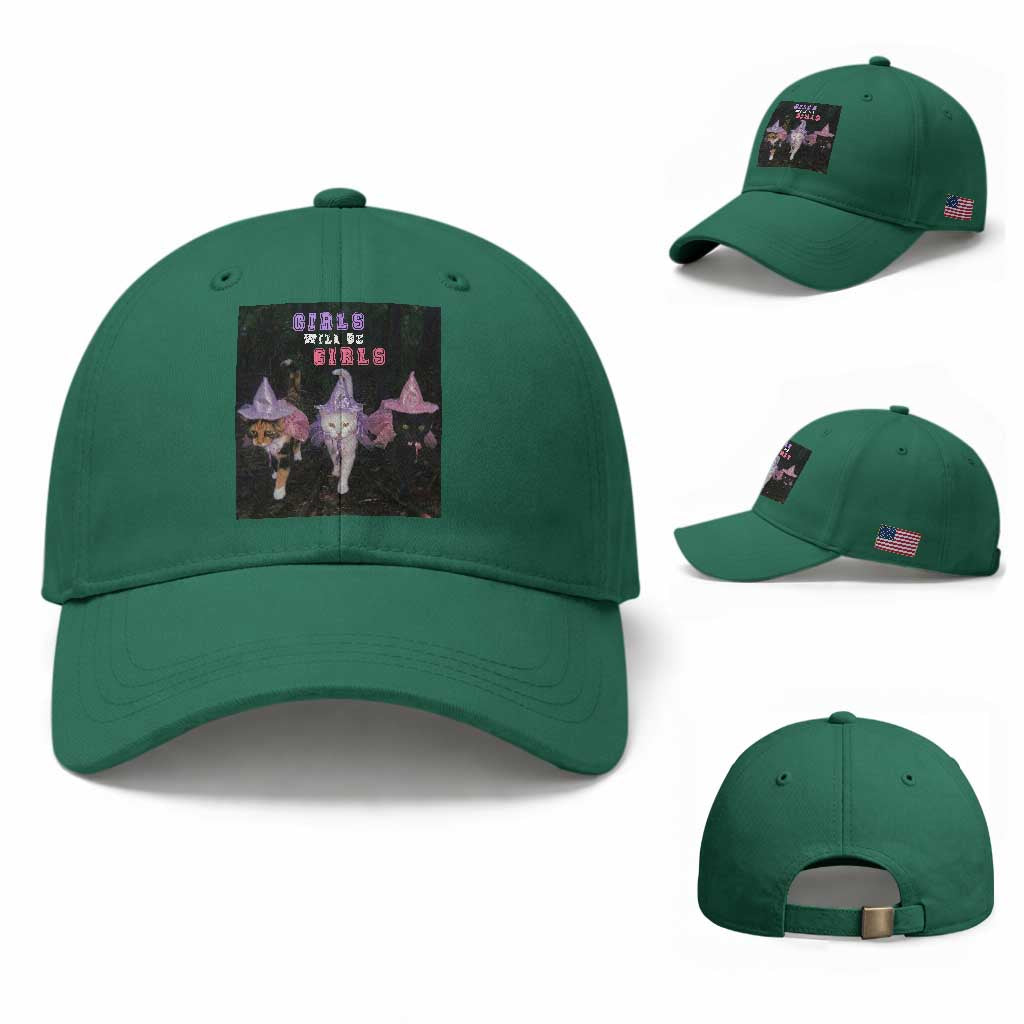 Funny Witchy Cats Girls Will Be Girls Halloween Meme Baseball Cap