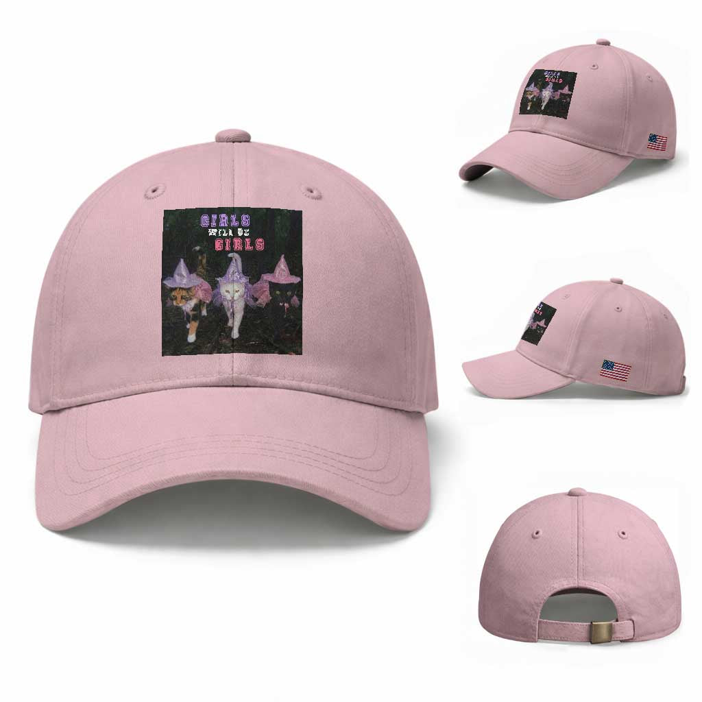 Funny Witchy Cats Girls Will Be Girls Halloween Meme Baseball Cap