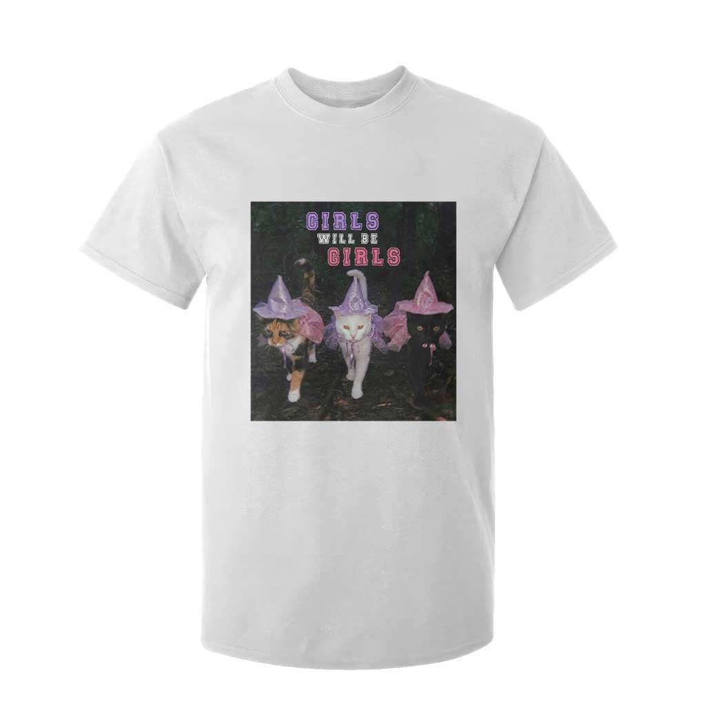 Funny Witchy Cats Girls Will Be Girls Halloween Meme T Shirt For Kid