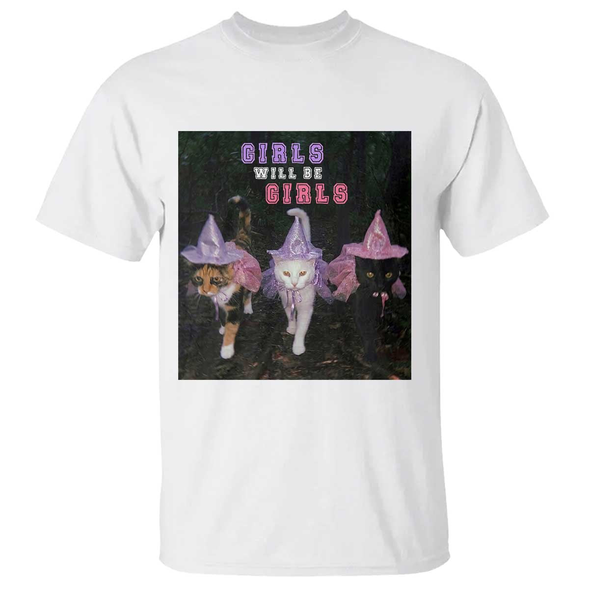 Funny Witchy Cats Girls Will Be Girls Halloween Meme T Shirt