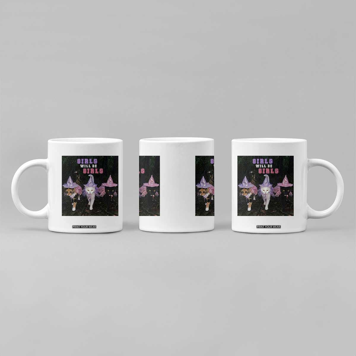 Funny Witchy Cats Girls Will Be Girls Halloween Meme Coffee Mug