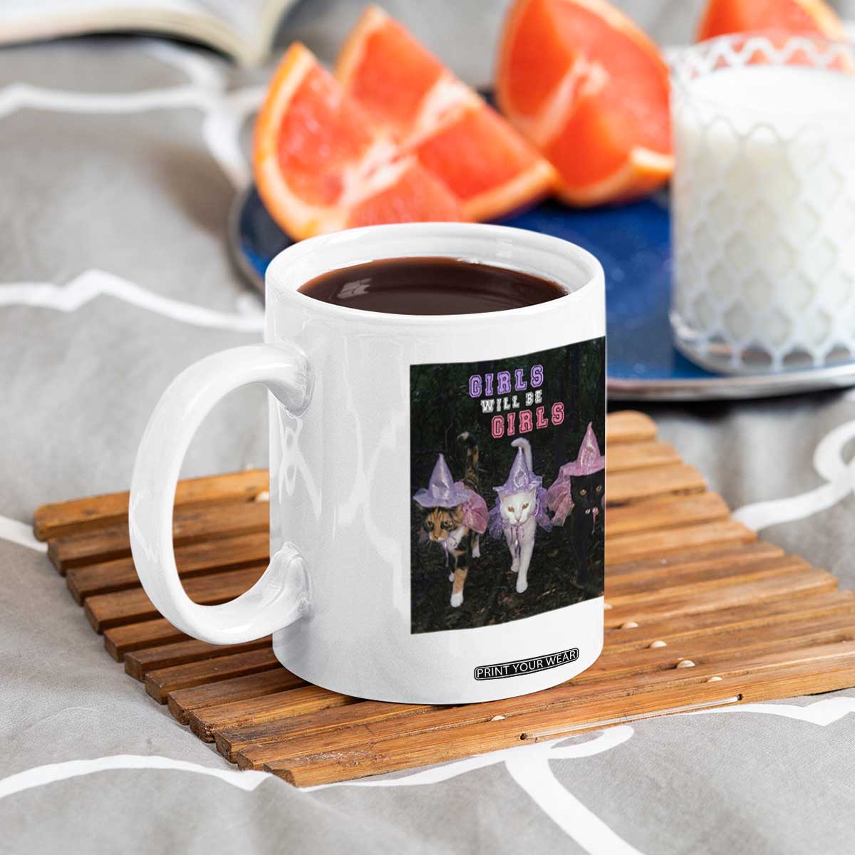 Funny Witchy Cats Girls Will Be Girls Halloween Meme Coffee Mug
