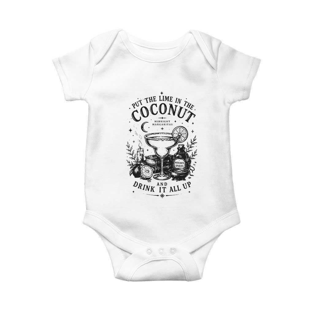 Midnight Margaritas Witchy Cocktail Halloween Baby Onesie Put The Lime In The Coconut Drinking