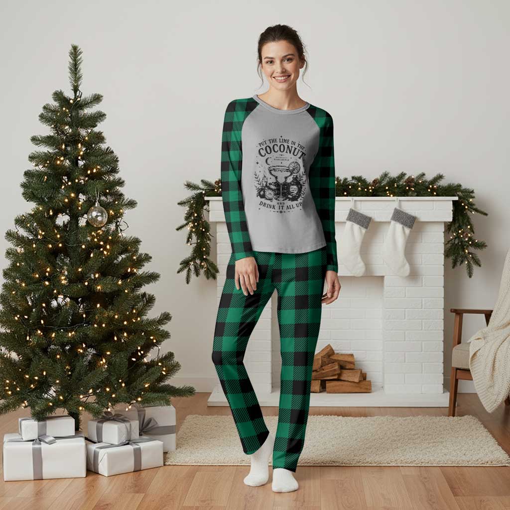 Midnight Margaritas Witchy Cocktail Halloween Plaid Pajama Set Put The Lime In The Coconut Drinking