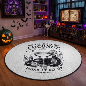 Midnight Margaritas Witchy Cocktail Halloween Round Rug Put The Lime In The Coconut Drinking