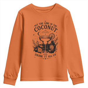 Midnight Margaritas Witchy Cocktail Halloween Youth Sweatshirt Put The Lime In The Coconut Drinking