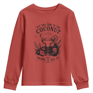 Midnight Margaritas Witchy Cocktail Halloween Youth Sweatshirt Put The Lime In The Coconut Drinking