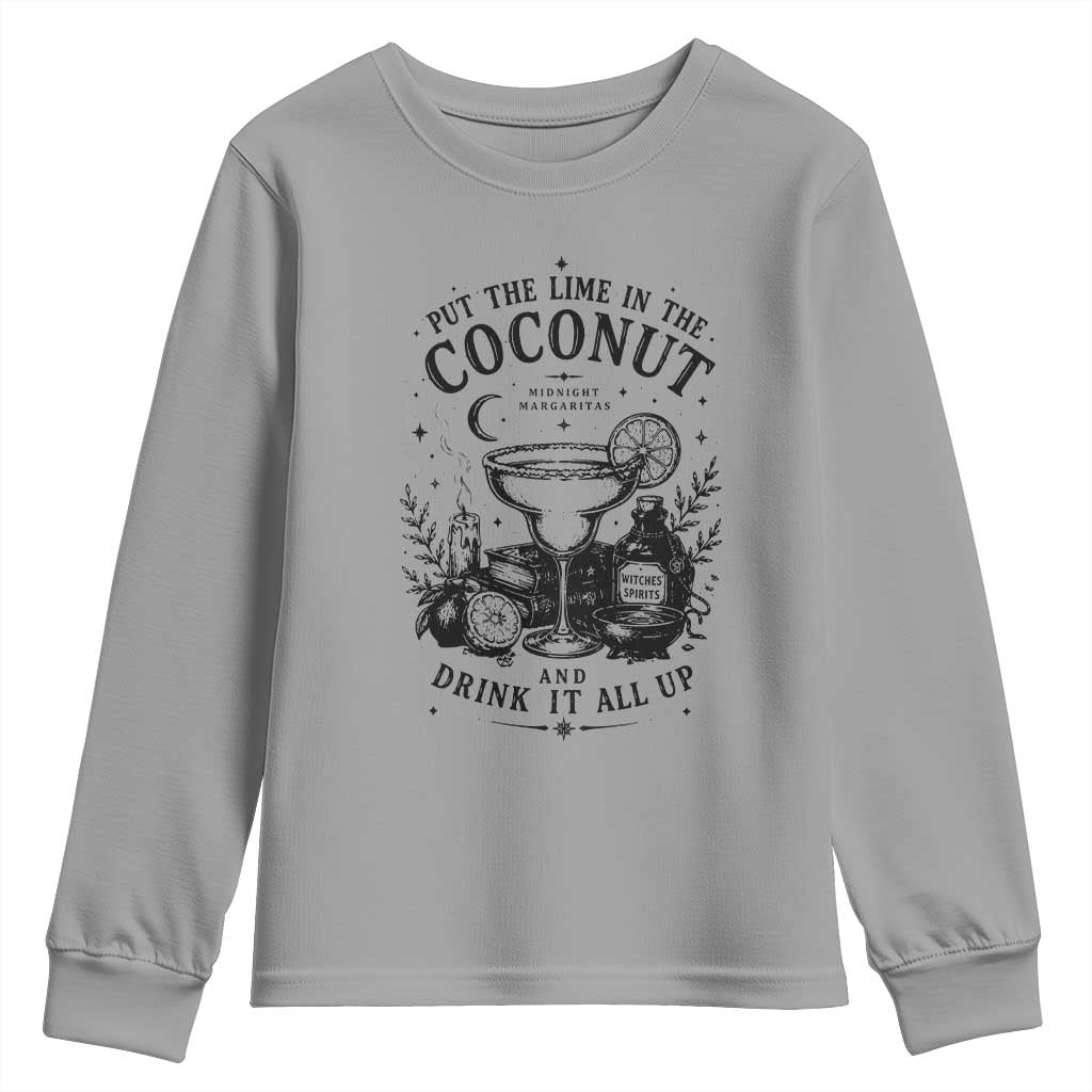 Midnight Margaritas Witchy Cocktail Halloween Youth Sweatshirt Put The Lime In The Coconut Drinking