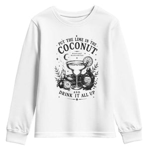 Midnight Margaritas Witchy Cocktail Halloween Youth Sweatshirt Put The Lime In The Coconut Drinking