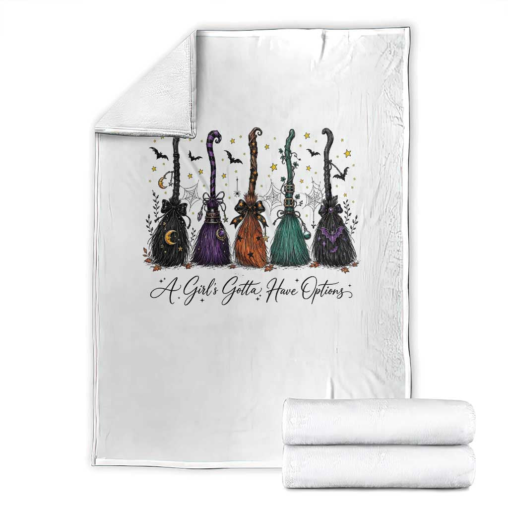 Funny Witch Brooms Spooky Halloween Throw Blanket A Girls Gotta Have Options Witchy Aesthetic