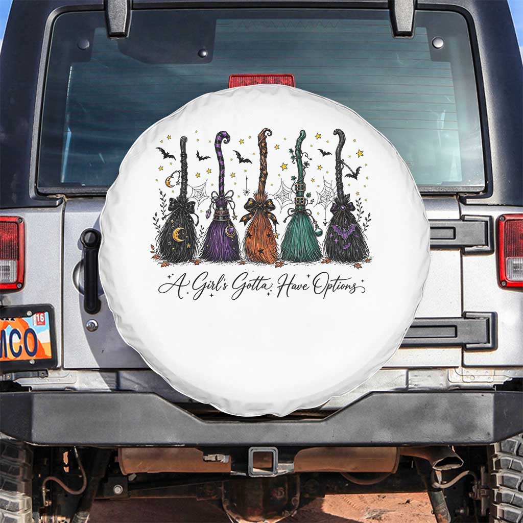 Funny Witch Brooms Spooky Halloween Spare Tire Cover A Girls Gotta Have Options Witchy Aesthetic