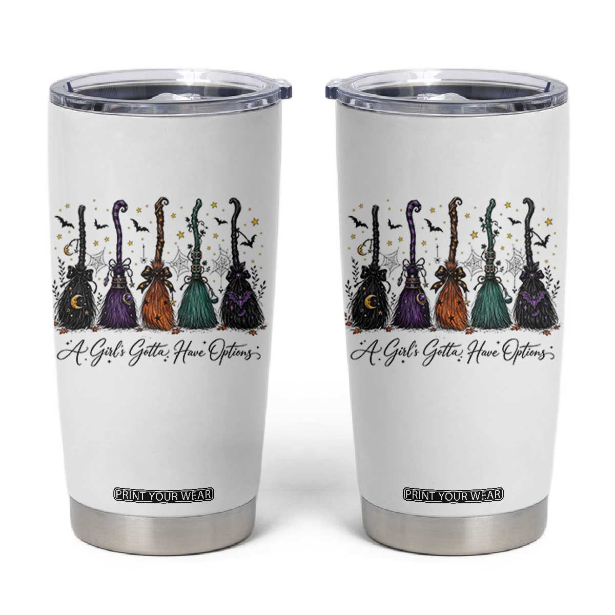 Funny Witch Brooms Spooky Halloween Tumbler Cup A Girls Gotta Have Options Witchy Aesthetic