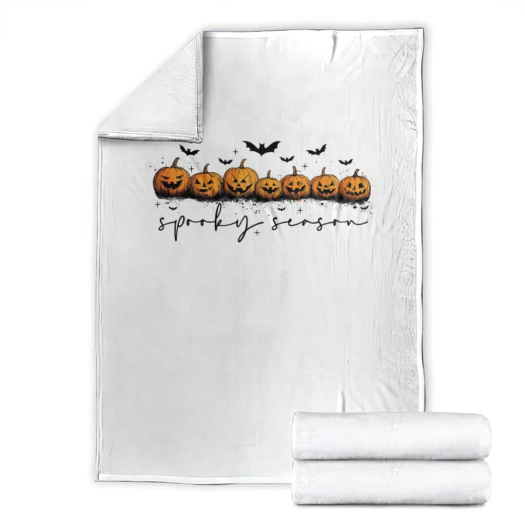 Spooky Season Jack O Lantern Pumpkins Vintage Halloween Throw Blanket