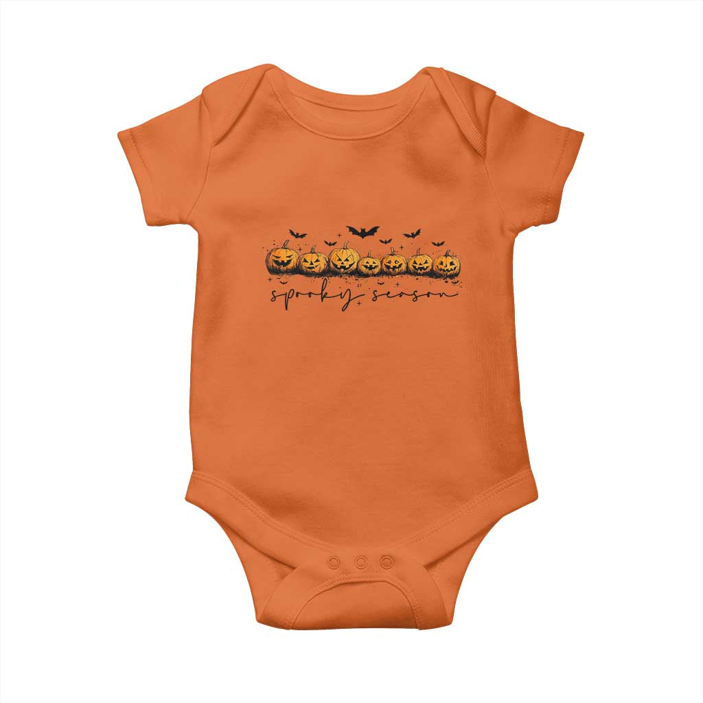 Spooky Season Jack O Lantern Pumpkins Vintage Halloween Baby Onesie