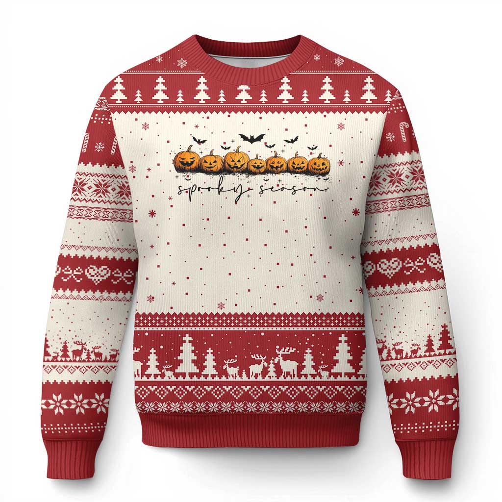 Spooky Season Jack O Lantern Pumpkins Vintage Halloween Ugly Christmas Sweater