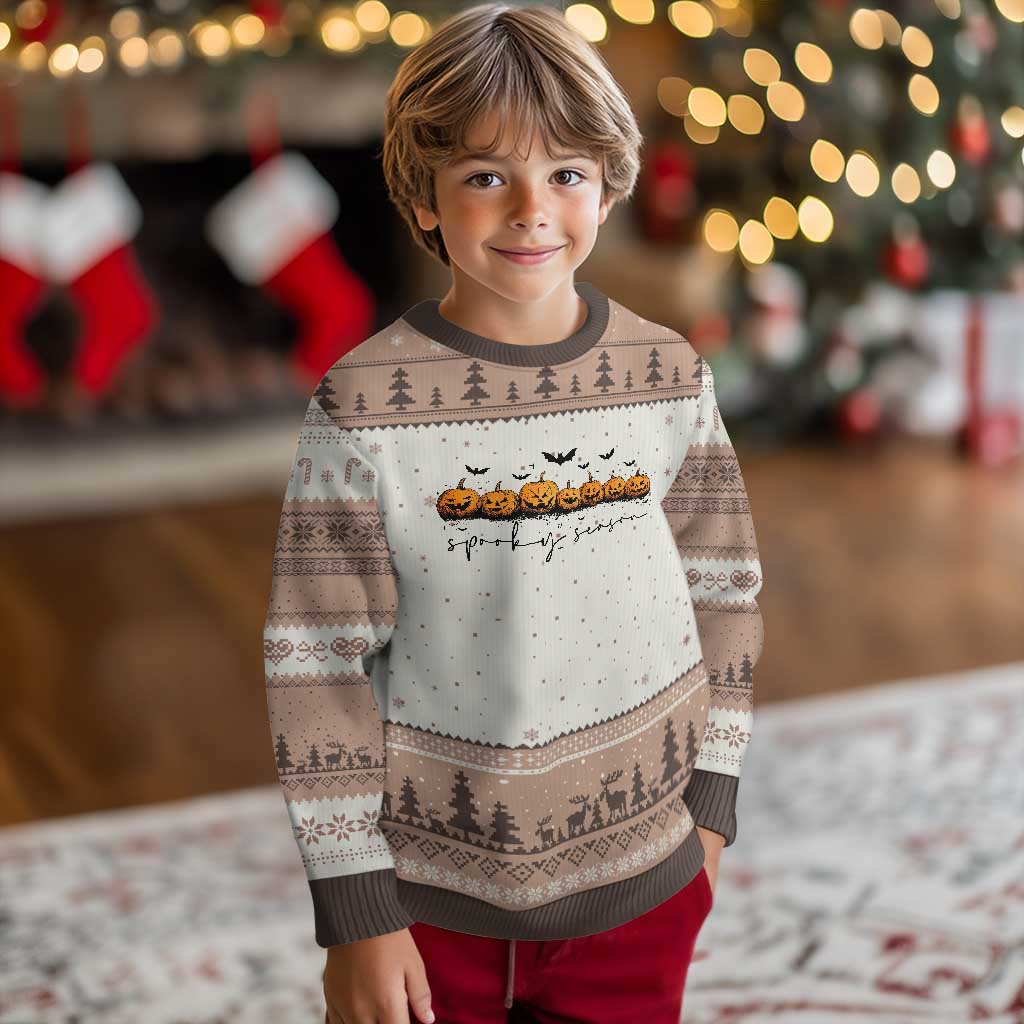Spooky Season Jack O Lantern Pumpkins Vintage Halloween Ugly Christmas Sweater