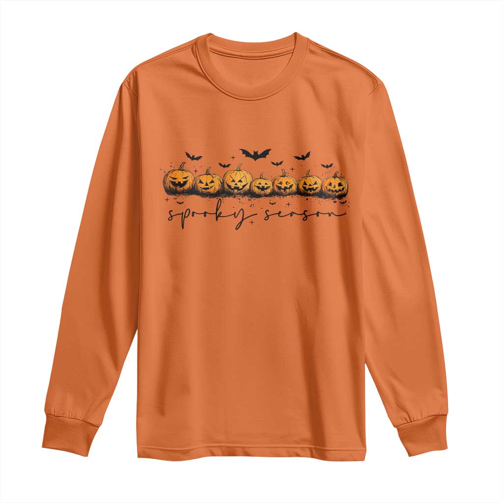 Spooky Season Jack O Lantern Pumpkins Vintage Halloween Long Sleeve Shirt