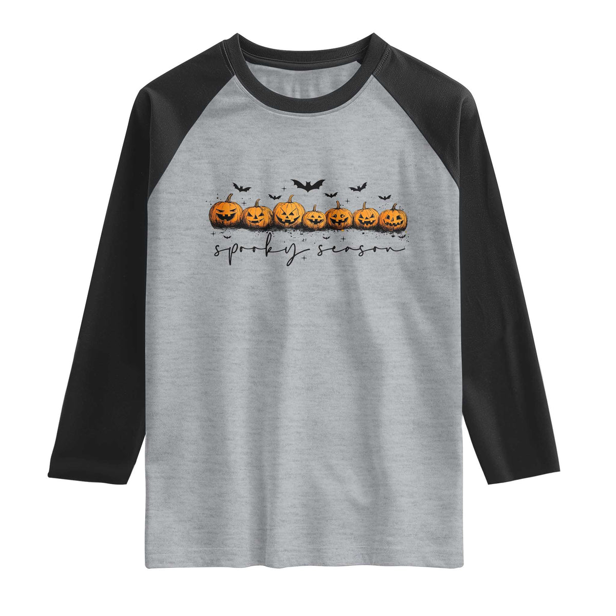 Spooky Season Jack O Lantern Pumpkins Vintage Halloween Raglan Shirt