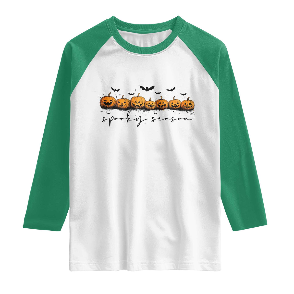 Spooky Season Jack O Lantern Pumpkins Vintage Halloween Raglan Shirt