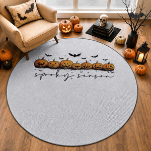 Spooky Season Jack O Lantern Pumpkins Vintage Halloween Round Rug