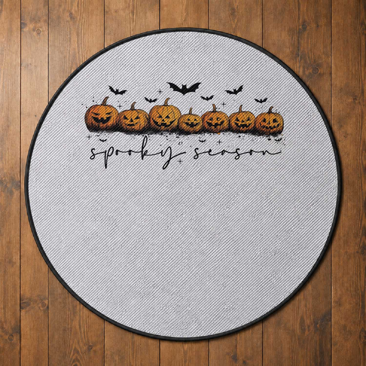 Spooky Season Jack O Lantern Pumpkins Vintage Halloween Round Rug