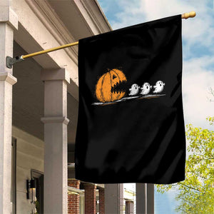 Funny Giant Pumpkin Eating Cute Ghosts Sheets Garden Flag Retro Spooky Halloween
