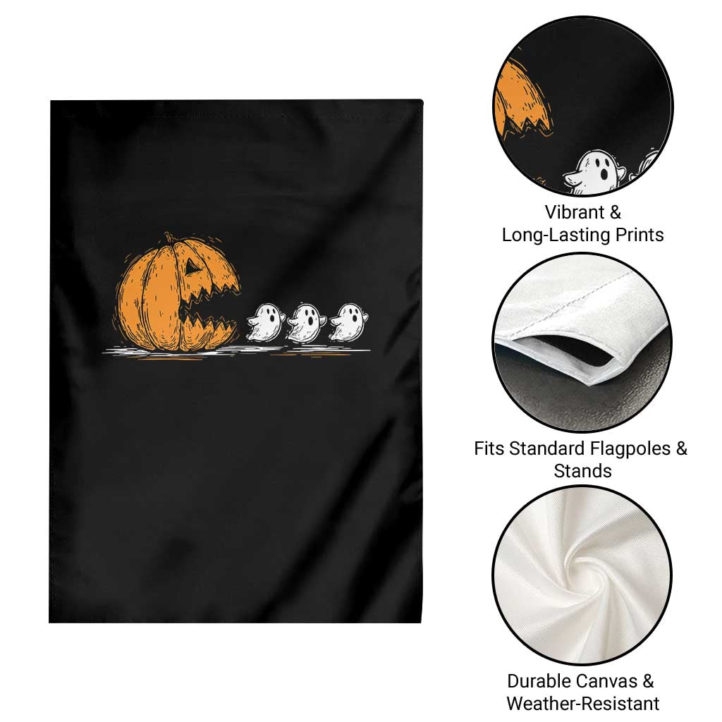 Funny Giant Pumpkin Eating Cute Ghosts Sheets Garden Flag Retro Spooky Halloween