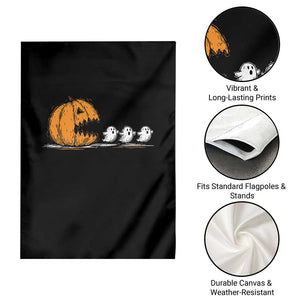 Funny Giant Pumpkin Eating Cute Ghosts Sheets Garden Flag Retro Spooky Halloween