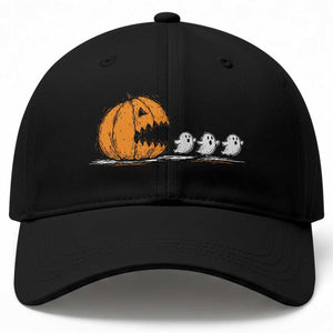 Funny Giant Pumpkin Eating Cute Ghosts Sheets Baseball Cap Retro Spooky Halloween