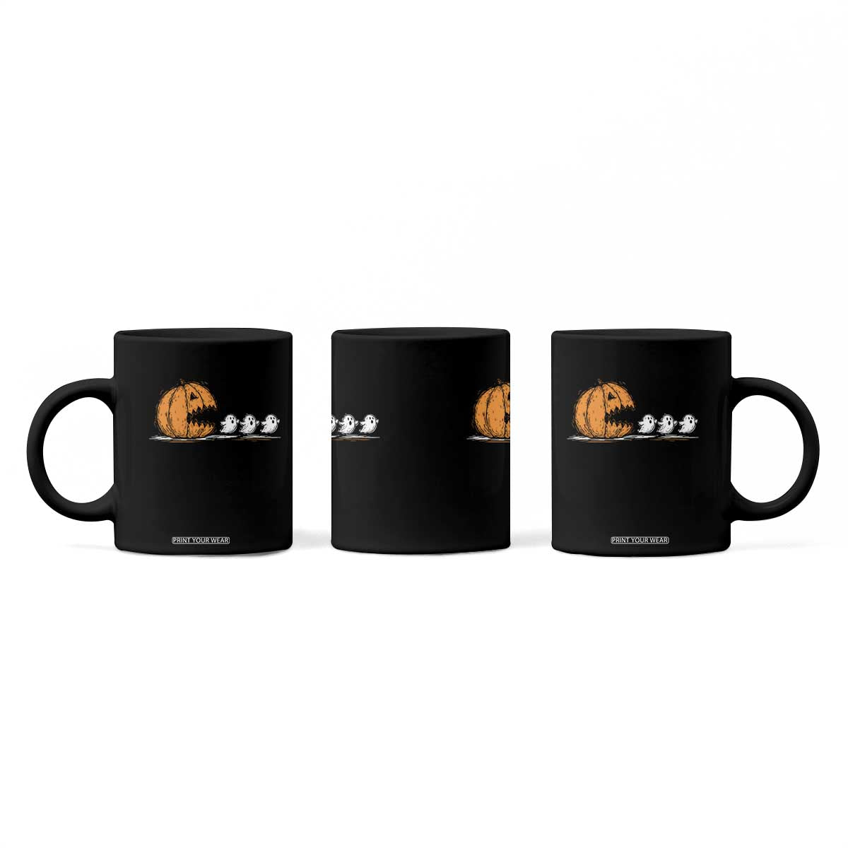 Funny Giant Pumpkin Eating Cute Ghosts Sheets Coffee Mug Retro Spooky Halloween