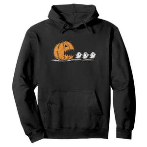 Funny Giant Pumpkin Eating Cute Ghosts Sheets Hoodie Retro Spooky Halloween