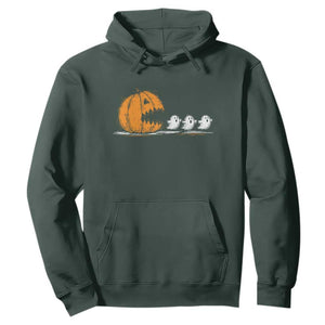Funny Giant Pumpkin Eating Cute Ghosts Sheets Hoodie Retro Spooky Halloween