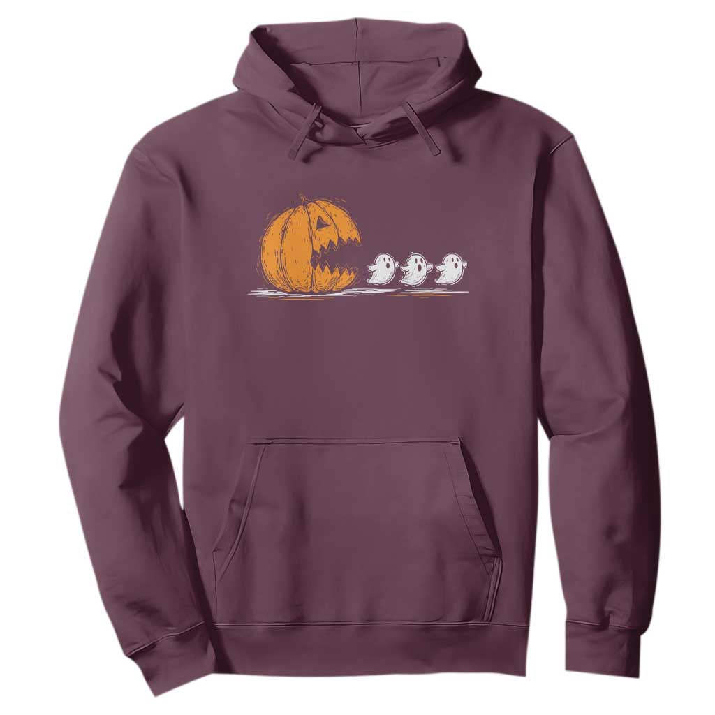 Funny Giant Pumpkin Eating Cute Ghosts Sheets Hoodie Retro Spooky Halloween