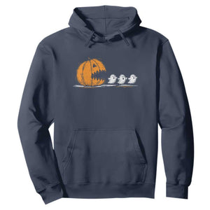 Funny Giant Pumpkin Eating Cute Ghosts Sheets Hoodie Retro Spooky Halloween