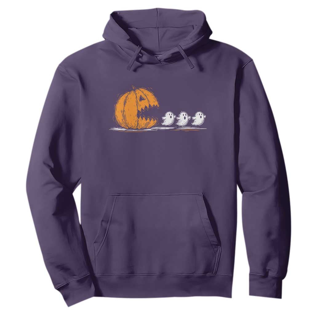 Funny Giant Pumpkin Eating Cute Ghosts Sheets Hoodie Retro Spooky Halloween