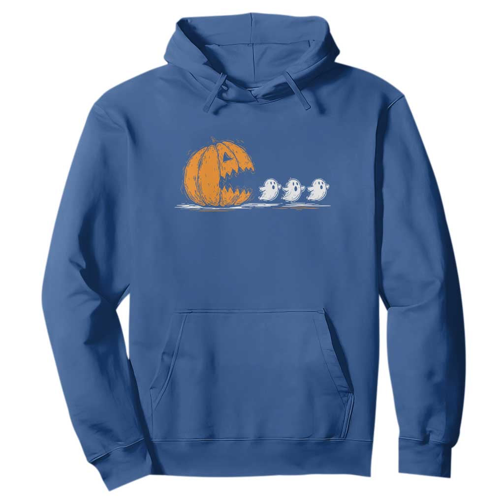 Funny Giant Pumpkin Eating Cute Ghosts Sheets Hoodie Retro Spooky Halloween