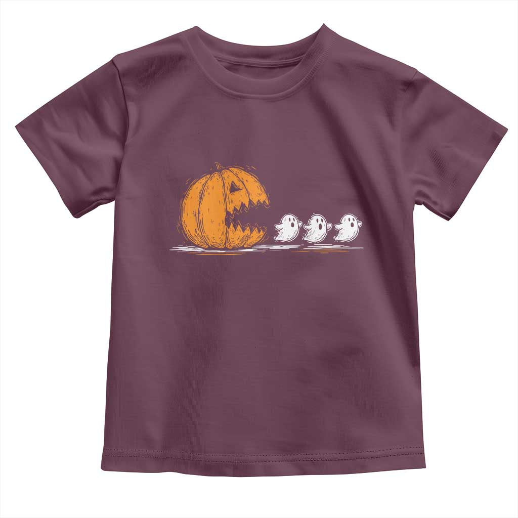 Funny Giant Pumpkin Eating Cute Ghosts Sheets Toddler T Shirt Retro Spooky Halloween