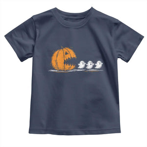 Funny Giant Pumpkin Eating Cute Ghosts Sheets Toddler T Shirt Retro Spooky Halloween