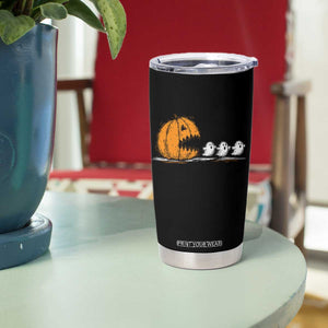 Funny Giant Pumpkin Eating Cute Ghosts Sheets Tumbler Cup Retro Spooky Halloween