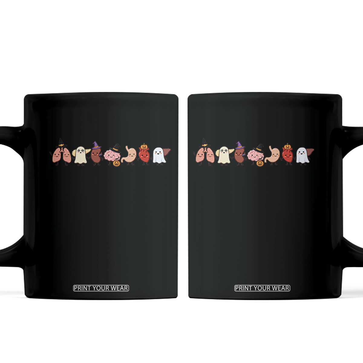 Cute Anatomical Organs in Halloween Costumes Graphic Coffee Mug Lung Kidney Brain Stomach Heart Liver Spooky Medical Nurse Gift