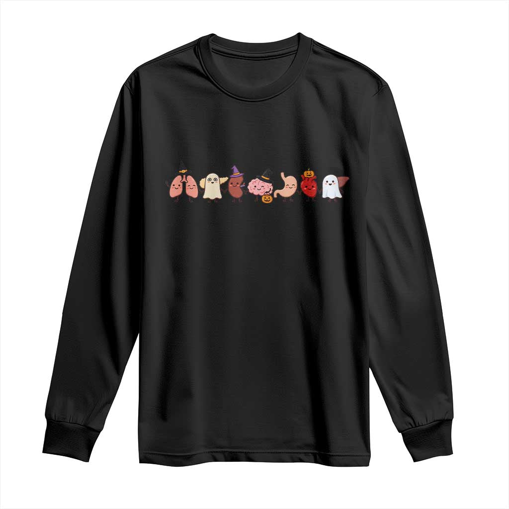 Cute Anatomical Organs in Halloween Costumes Graphic Long Sleeve Shirt Lung Kidney Brain Stomach Heart Liver Spooky Medical Nurse Gift